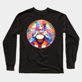 Djembe Manga girl Long Sleeve T-Shirt